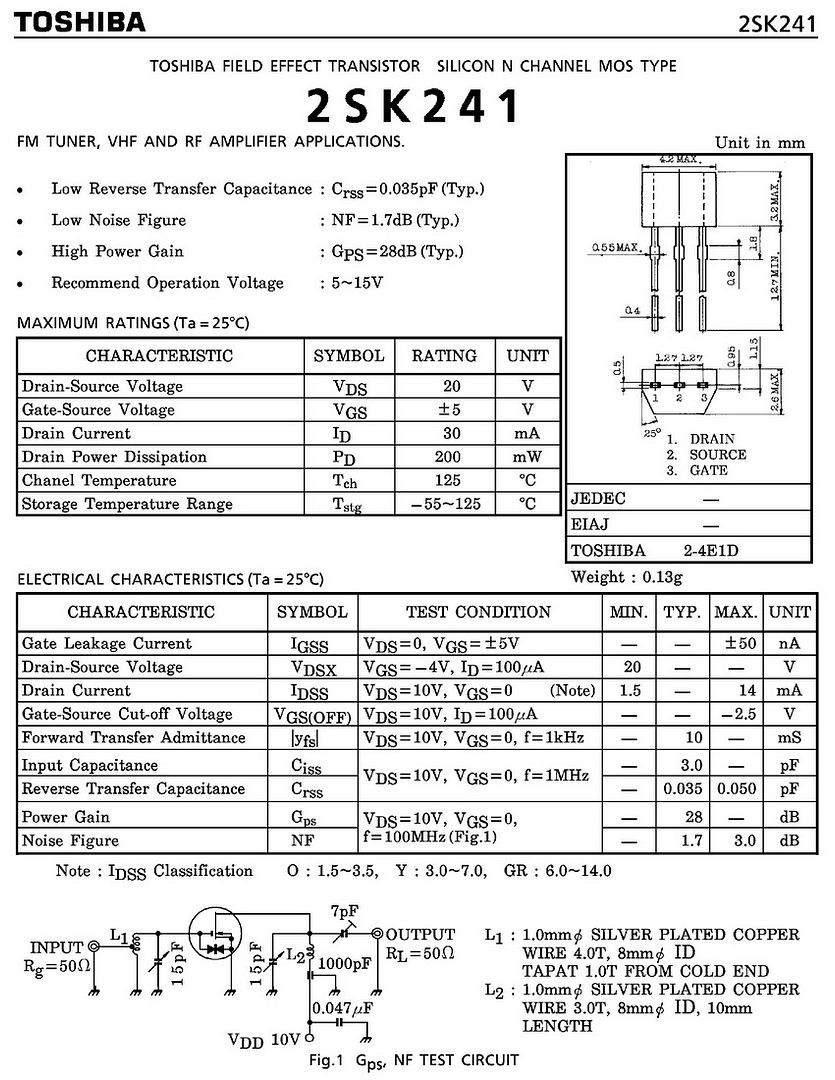 2SK241-Y TOSHIBA FET for FM,VHFand RF Amplifier, 10PCS | eBay