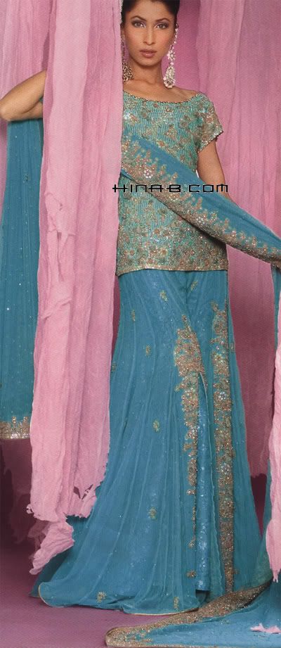 Beautiful Blue - Green Pakistani Bridal Dresses