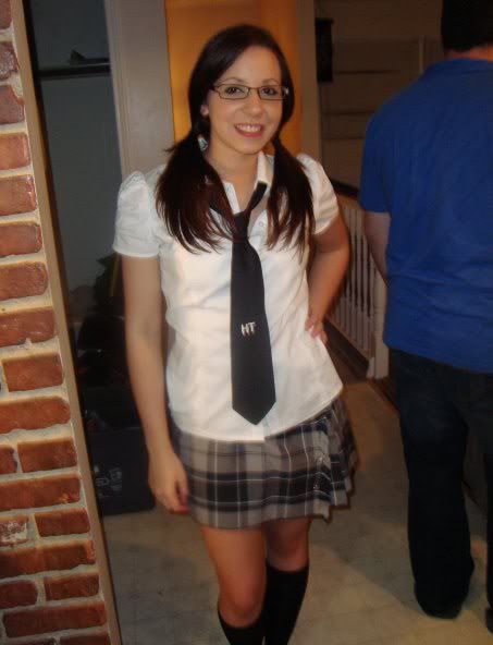 up as a schoolgirl