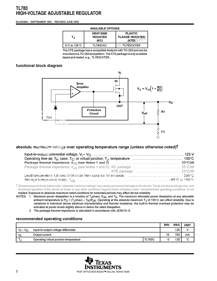 TL783 TI High Voltage Adjustable Regulator IC X2pcs