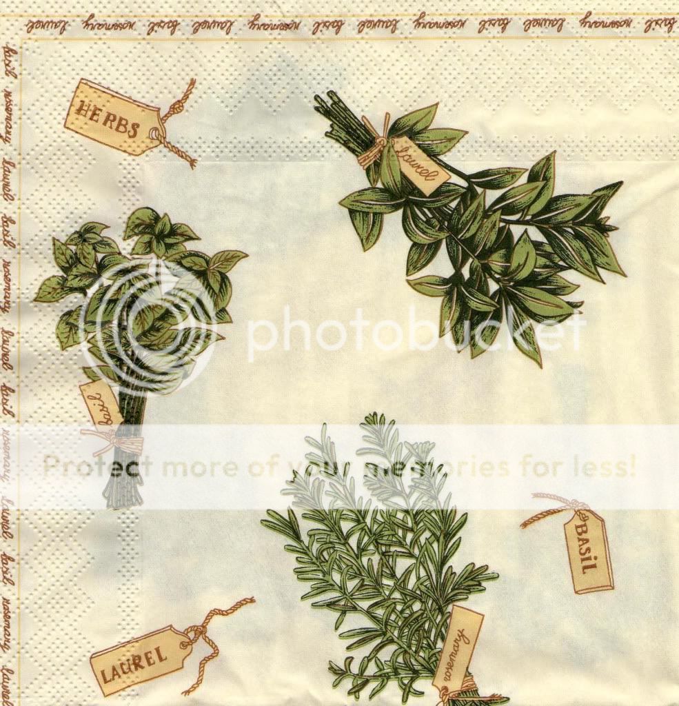   Réf 85 LOT 4 SERVIETTES PAPIER HERBES AROMATIQUES