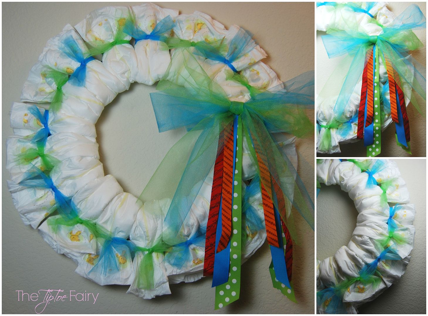 Baby Diapers Wreath Tutorial | The TipToe Fairy #BabyDiapersSavings #CollectiveBias #shop #diaperwreath #babygift #tutorial