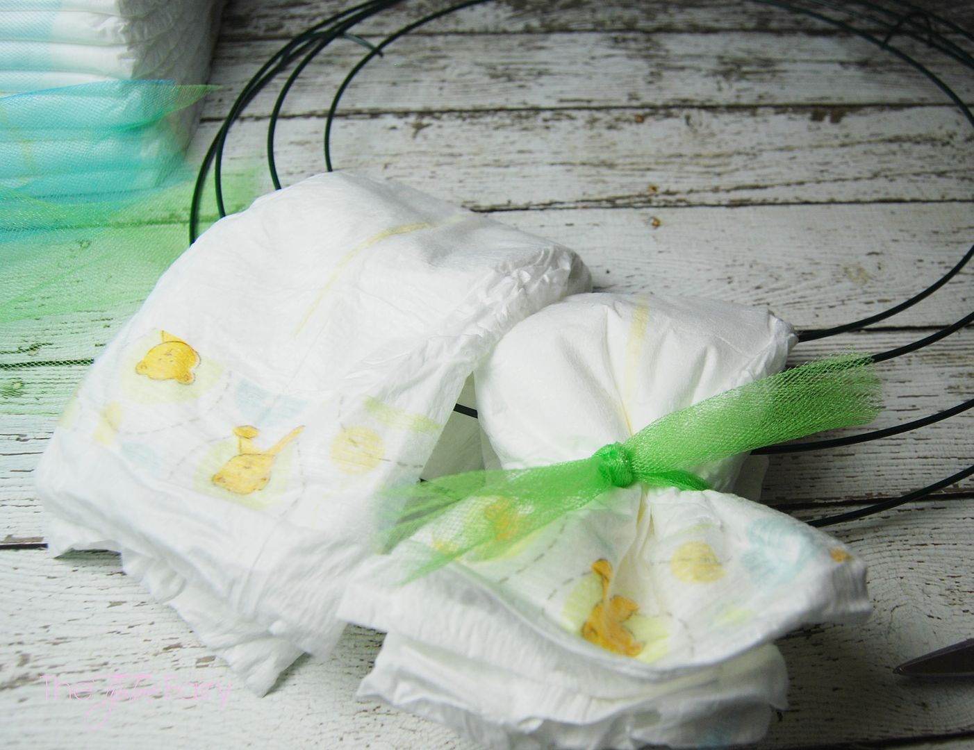 Baby Diapers Wreath Tutorial | The TipToe Fairy #BabyDiapersSavings #CollectiveBias #shop #diaperwreath #babygift #tutorial