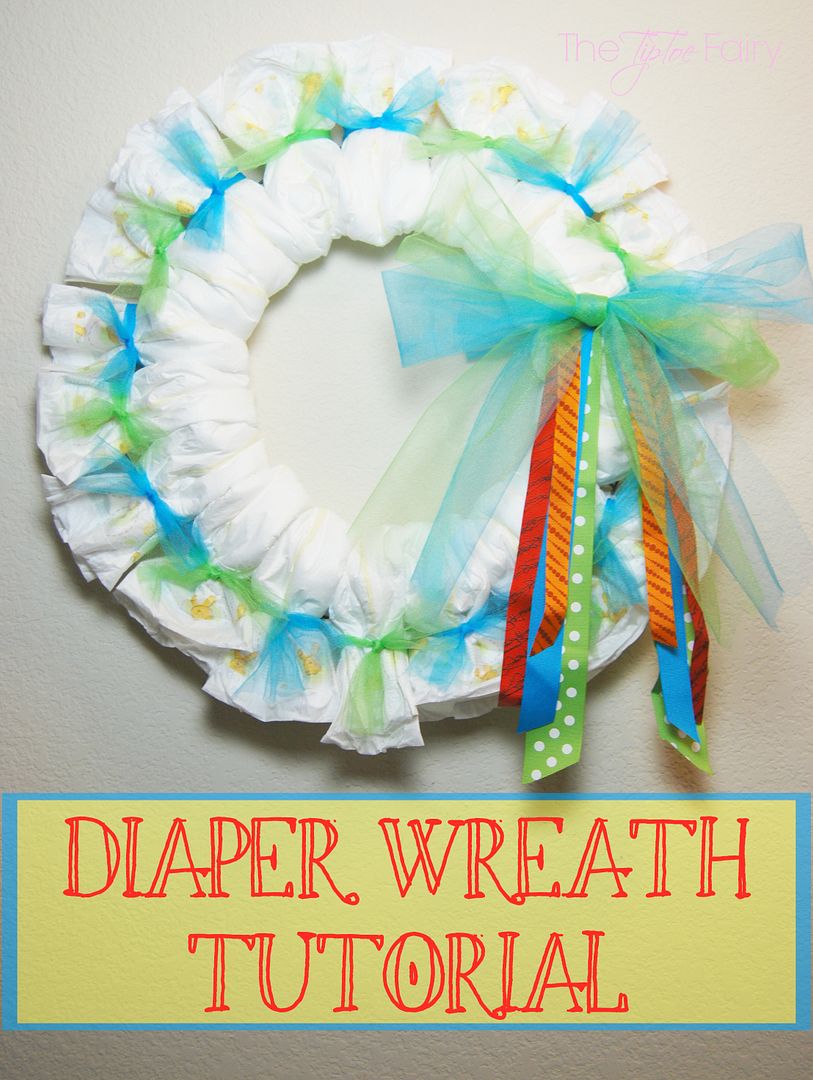 Baby Diapers Wreath Tutorial | The TipToe Fairy #BabyDiapersSavings #CollectiveBias #shop #diaperwreath #babygift #tutorial