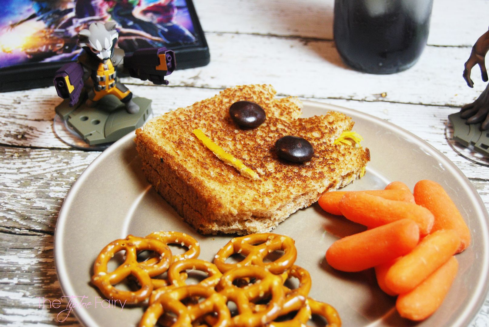 Guardians of the Galaxy Theme Family Movie Night with Groot grilled turkey and cheese sandwiches and layered Gamora drinks | THe TipToe Fairy #OwntheGalaxy #ad