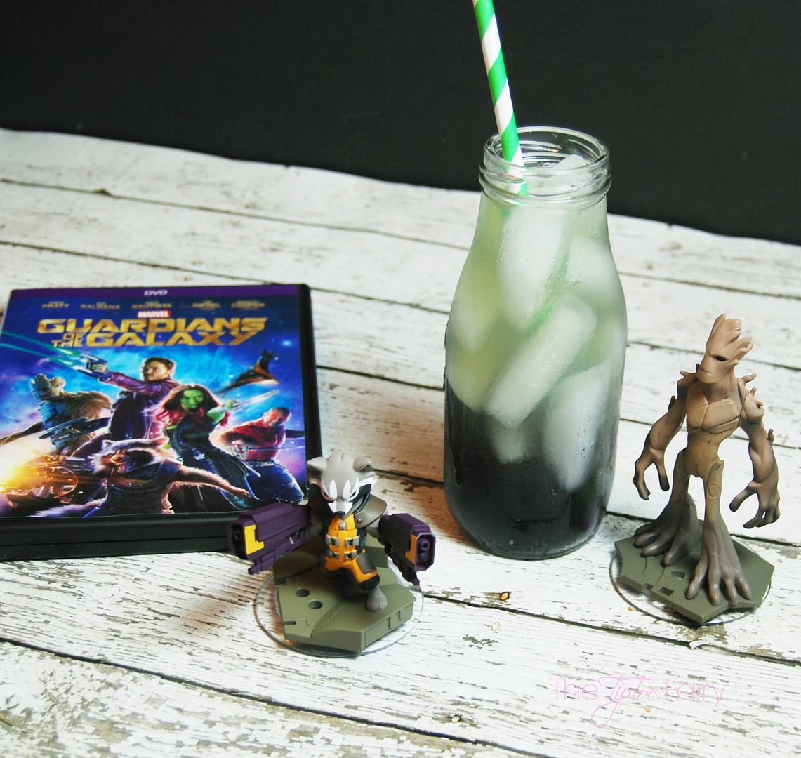 Guardians of the Galaxy Theme Family Movie Night with Groot grilled turkey and cheese sandwiches and layered Gamora drinks | THe TipToe Fairy #OwntheGalaxy #ad