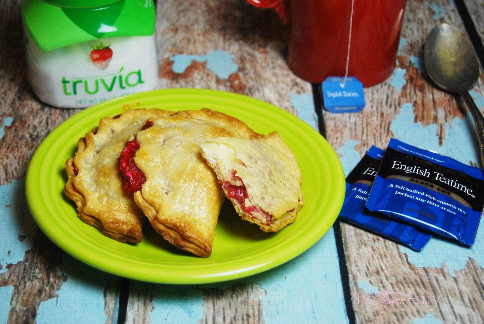 Smashed Raspberry Cream Cheese Hand Pies - a delicious dessert made with Truvia® and perfect with a cup of Bigelow tea | The TipToe Fairy #ad #SweetWarmUp #pierecipe