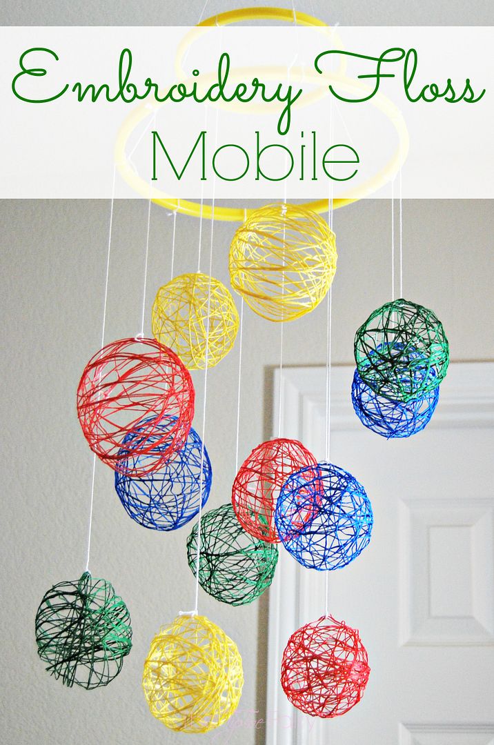 Embroidery Floss Mobile Tutorial | The TipToe Fairy #tutorial #nurserydecor #baby