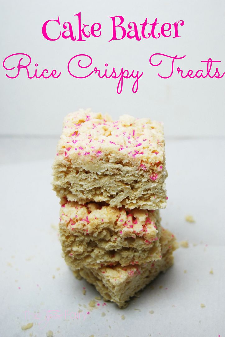 Cake Batter Rice Crispy Treats | The TipToe Fairy #cakebatter #ricecrispytreats #dessertrecipes